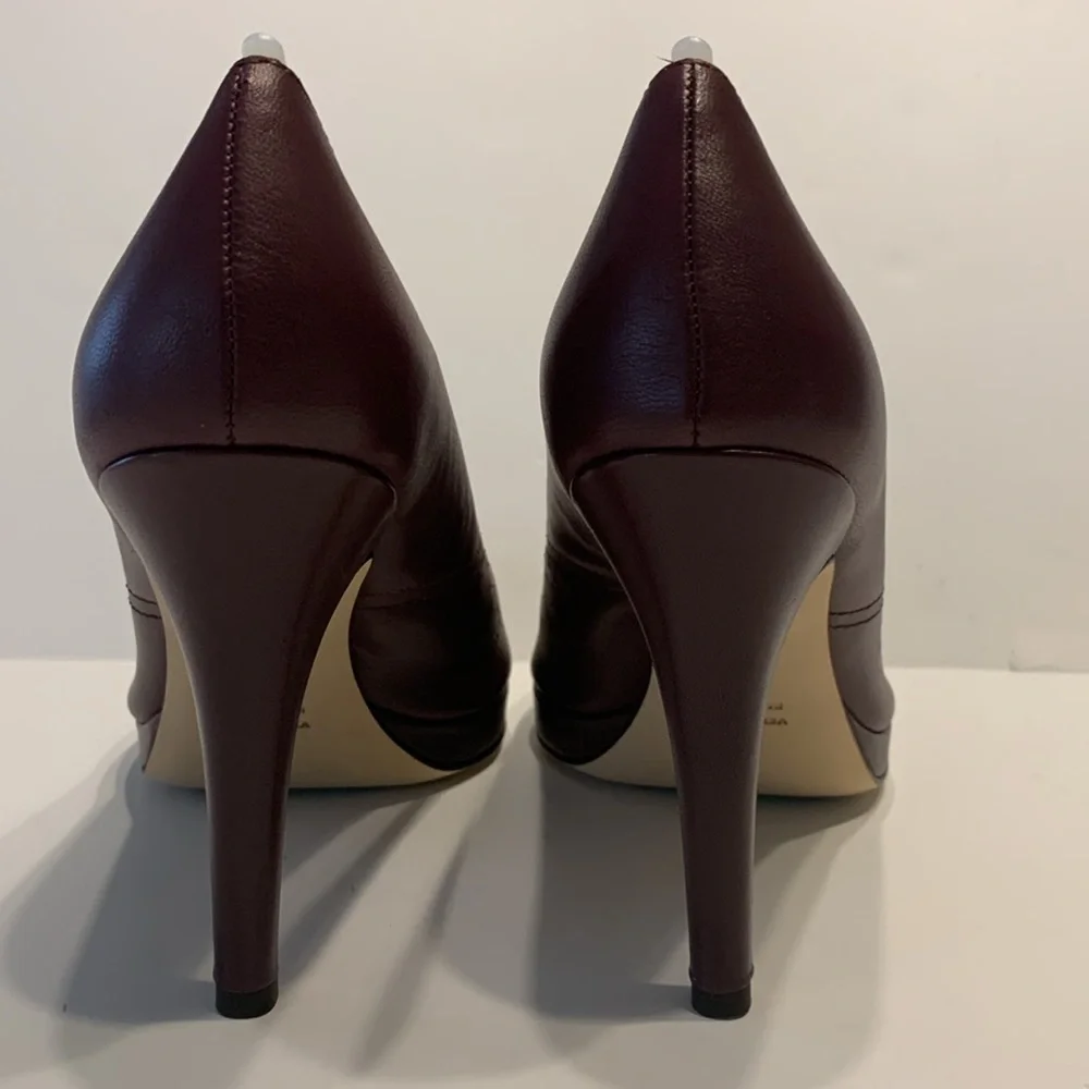 Julie Lopez Burgundy Leather Carli 4” Pump Heels